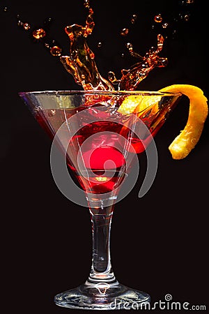 Splashing Cosmopolitan Cocktail Stock Photo