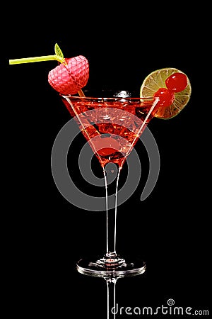 Cosmopolitan martini fresh Coctail isolated on black Stock Photo