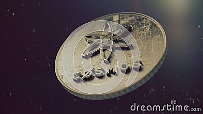 Cosmos ATOM cryptocurrency symbol Cartoon Illustration