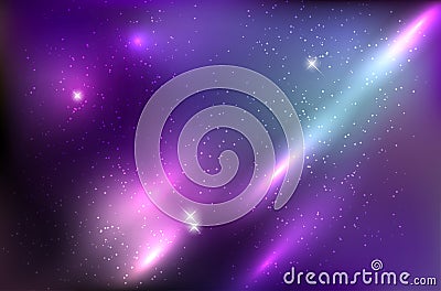Cosmos background with shiny stars and rays Cartoon Illustration