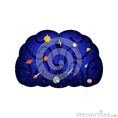 Cosmos inside brain. Stars in brains. Inner world concept Microcosm Vector Illustration