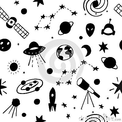 Cosmos space astronomy simple seamless pattern Stock Photo