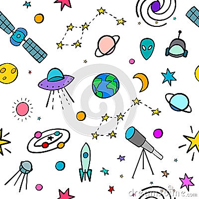 Cosmos space astronomy simple seamless pattern Stock Photo