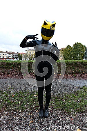 A cosplay masked girl at the Lucca Comics & Games Editorial Stock Photo