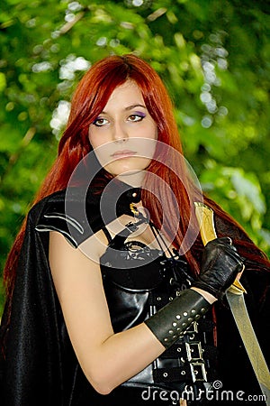 Cosplay - Medieval woman soldier Editorial Stock Photo