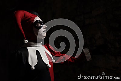Cosplayer girl dressed as Harley Quinn at the Lucca Comics and Games 2022 cosplay event. Editorial Stock Photo