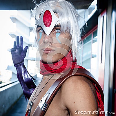 Cosplayer posing at iComix in Milan, Italy Editorial Stock Photo