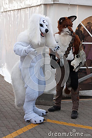 Cosplayers dressed as characters wolves pose at Animefest Editorial Stock Photo