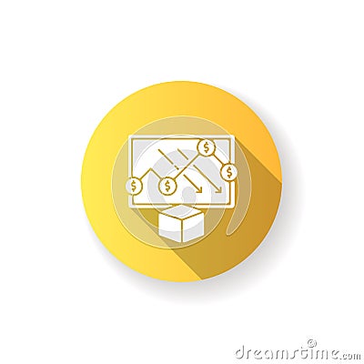 Cost analysis yellow flat design long shadow glyph icon Vector Illustration