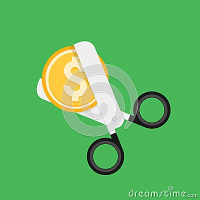 Cost cut vector icon. Price cheaper reduce flat icon, reduction rate discount Vector Illustration