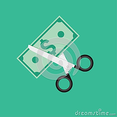 Cost cut vector icon. Price cheaper reduce flat icon, reduction rate discount Vector Illustration