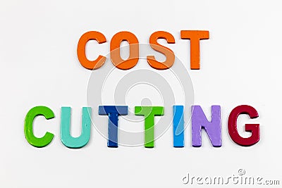 Cost cutting business finance expense reduction cut costs Stock Photo