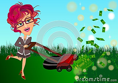 Cost cutting money concept Cartoon Illustration