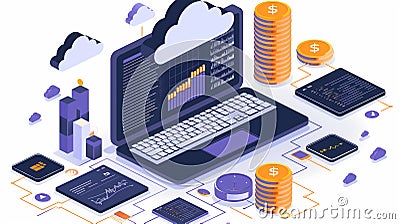 cost effectiveness of cloud computing with image showing pay-as-you-go pricing models, resource optimization techniques Stock Photo