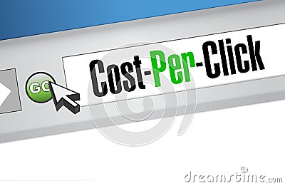 Cost per click message on a browser. illustration Cartoon Illustration
