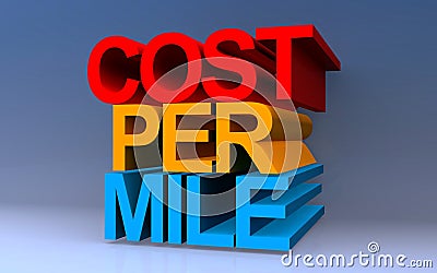cost per mile on blue Stock Photo
