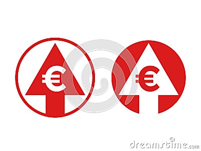 Cost price euro increase exchange index icon Vector Illustration