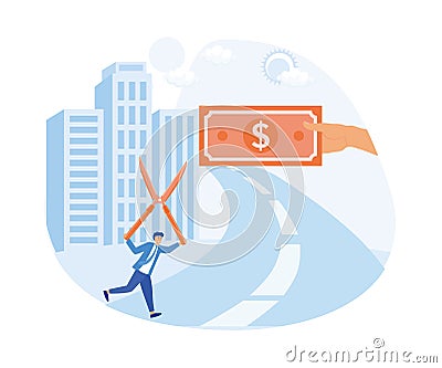 cost reduction or cutting budget finance concept with scissors and people cut money with modern flat style. Vector Illustration