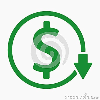 Cost reduction or rase dollar down design Vector Illustration