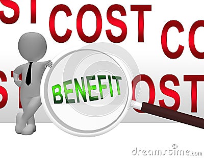 Cost Vs Benefit Magnifier Means Comparing Price Against Value - 3d Illustration Stock Photo