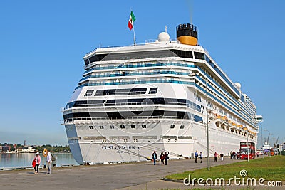 Costa Pacifica cruise ship in the port of Riga, Latvia Editorial Stock Photo