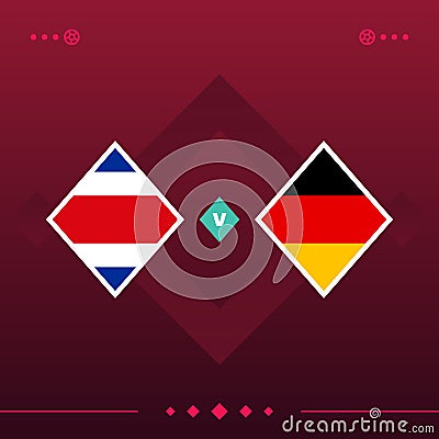 Costa rica, germany world football 2022 match versus on red background. vector illustration Vector Illustration