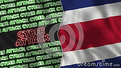 Costa Rica Realistic Flag with Cyber Attack Titles Illustration Stock Photo