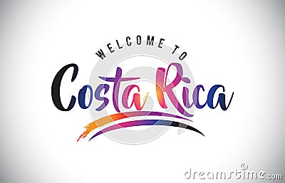 Costa Rica Welcome To Message in Purple Vibrant Modern Colors. Vector Illustration