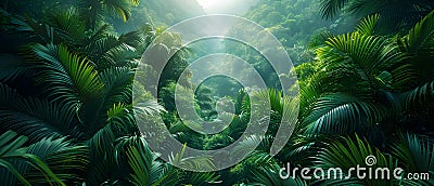 Costa Rican Forest Landscape: Trees and Plants in Nature. Concept Costa Rica, Forest landscape, Stock Photo