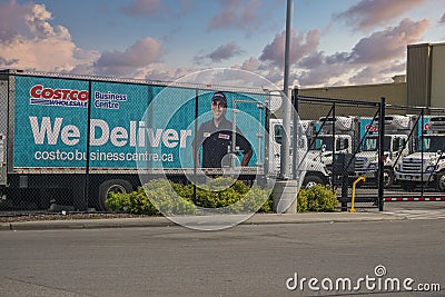 Costco delivery trucks at warehouse in Toronto Editorial Stock Photo