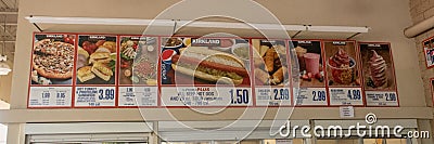 Costco Restaurant Menu Editorial Stock Photo