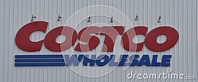 A Costco Wholesale warehouse sign Editorial Stock Photo