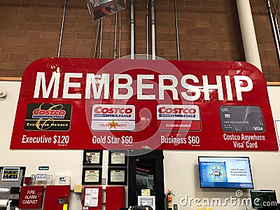 Costco Wholesale Membership Sign. Editorial Stock Photo