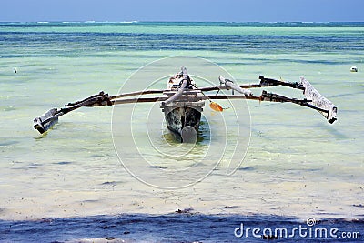 Costline pirague in the blue lagoon relax zanzibar africa Stock Photo