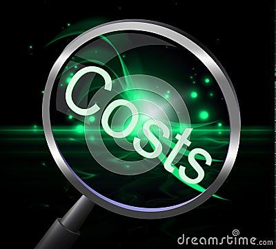 Costs Magnifier Represents Magnification Price And Expenditure Stock Photo