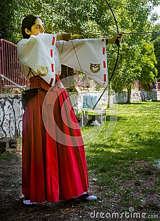 Costume cosplay participants girl in the photo. Editorial Stock Photo