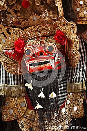 Costume of Barong for a traditional Balinese dance Stock Photo