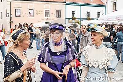 Costumed entertainers on the streets of Varazdin Editorial Stock Photo