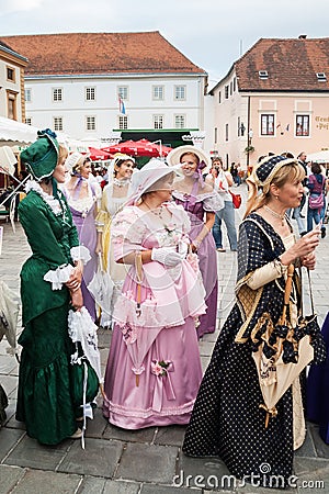 Costumed entertainers on the streets of Varazdin Editorial Stock Photo