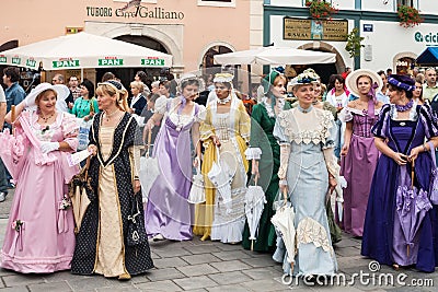 Costumed entertainers on the streets of Varazdin Editorial Stock Photo