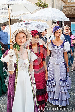 Costumed entertainers on the streets of Varazdin Editorial Stock Photo