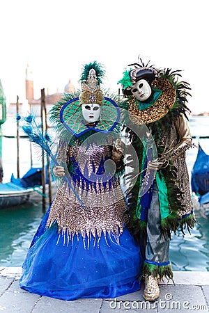 Costumed reveler of the Carnival of Venice Stock Photo