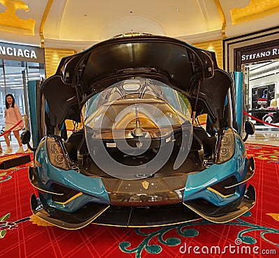 Cotai Macau Wynn Palace Hypercar Exhibition Koenigsegg Regera Ghost Package Roadster Race Car Macao Event Luxury Lifestyle Editorial Stock Photo