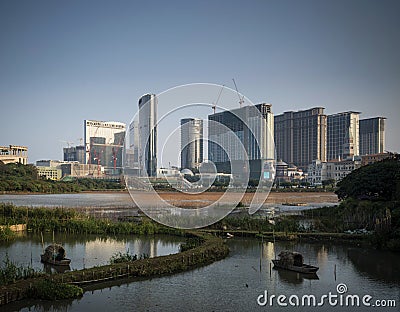 Cotai strip casino resorts view from taipa in macau china Editorial Stock Photo