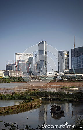 Cotai strip casino resorts view from taipa in macau china Editorial Stock Photo