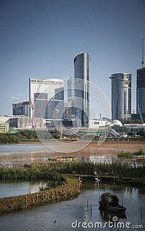 Cotai strip casino resorts view from taipa in macau china Editorial Stock Photo