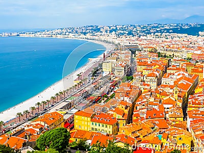 Cote d`Azur beachfront, Nice, France Stock Photo