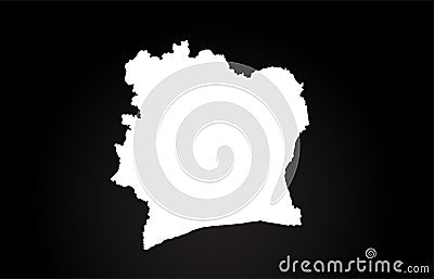 Cote d 'Ivoire black and white country border map logo design Vector Illustration