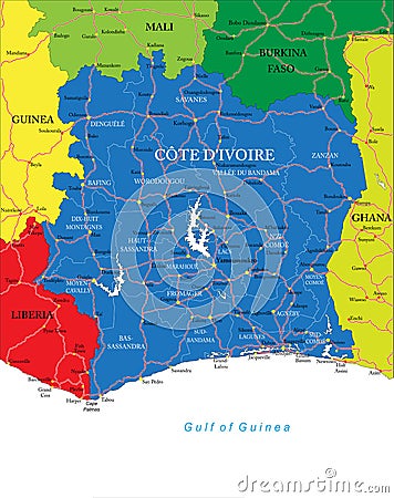 Cote d'Ivoire map Vector Illustration