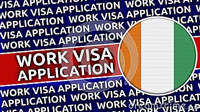 Cote D lvoire Circular Flag with Work Visa Application Stock Photo